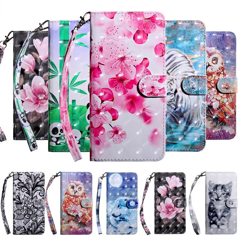 Anymob Samsung White Tiger Leather Sparkling Case Wallet Flip Magnetic Cover