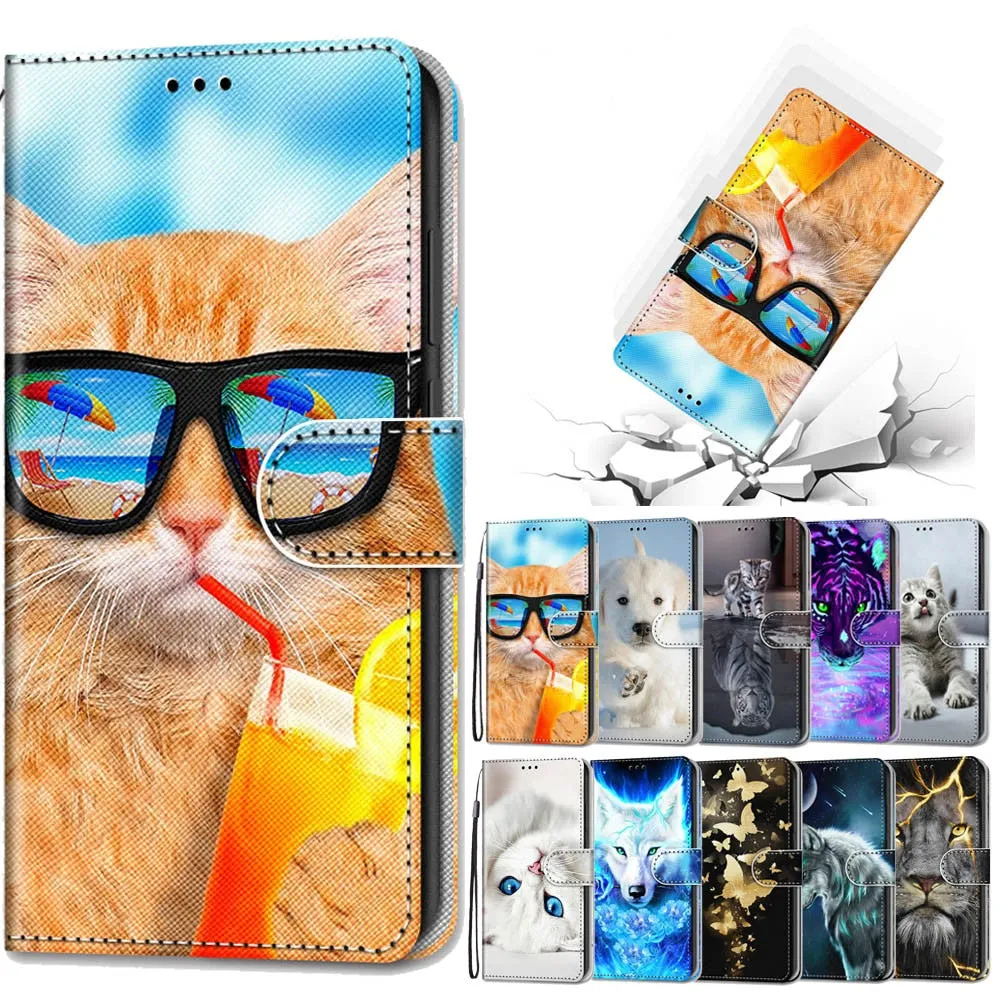 Anymob Samsung Yellow Butterfly Cute Animal Painted Leather Phone Case Flip Wallet Phone Bag Cover