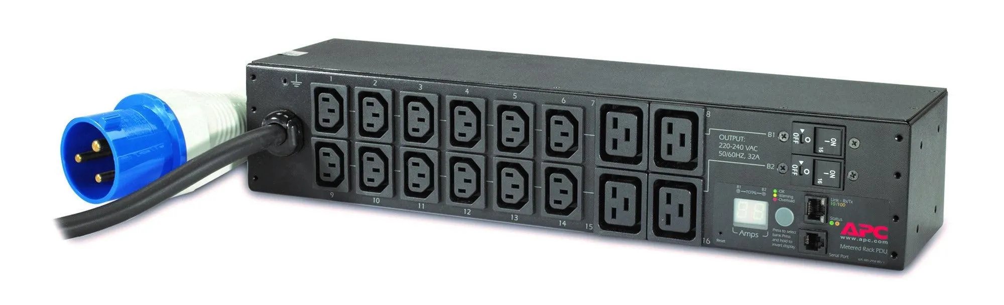 APC Rack PDU | Metered | 2U | 32A | 230V | (12) C13 & (4) C19 (AP7822B)