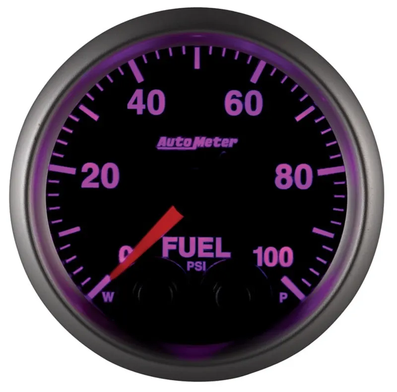 Auto Meter Elite Series 0-100 psi Fuel Pressure Gauge - Electric - Analog - Full Sweep - 2-1/16 in Diameter - Peak and Warn - Black Face