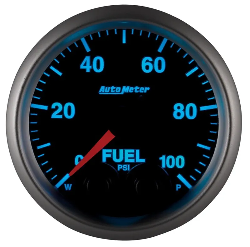 Auto Meter Elite Series 0-100 psi Fuel Pressure Gauge - Electric - Analog - Full Sweep - 2-1/16 in Diameter - Peak and Warn - Black Face