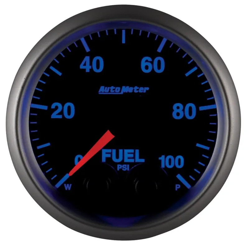 Auto Meter Elite Series 0-100 psi Fuel Pressure Gauge - Electric - Analog - Full Sweep - 2-1/16 in Diameter - Peak and Warn - Black Face
