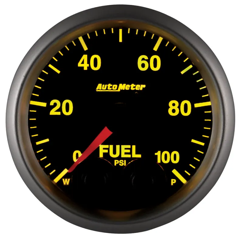 Auto Meter Elite Series 0-100 psi Fuel Pressure Gauge - Electric - Analog - Full Sweep - 2-1/16 in Diameter - Peak and Warn - Black Face