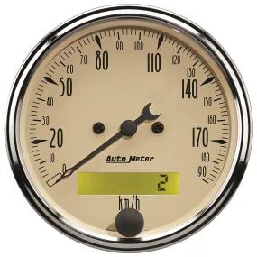 AutoMeter 1887-M GAUGE; SPEEDOMETER; 3 1/8in.; 190KM/H; ELEC. PROG. W/LCD ODO; ANTIQUE BEIGE