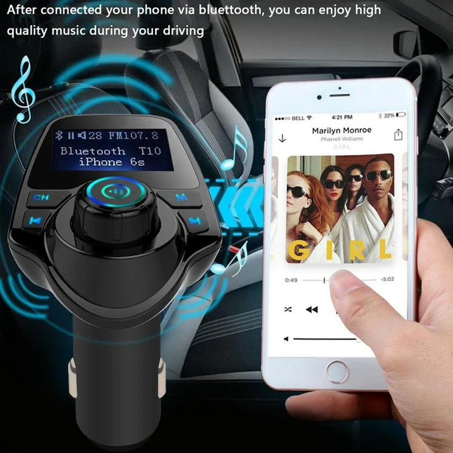 Bluetooth Handsfree In Car Kit FM Transmitter MP3 Player 2 USB Charger