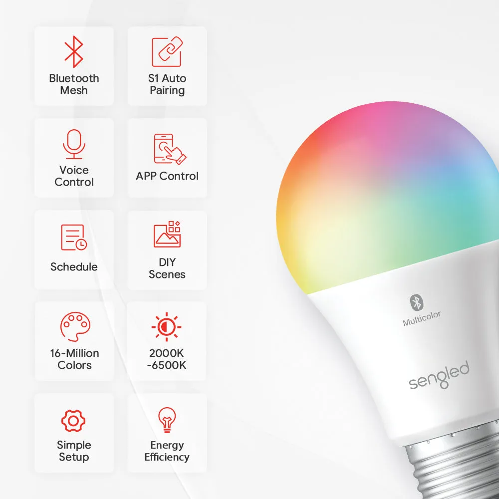 Bluetooth Mesh Color A19/E26 8 Packs