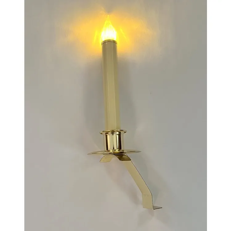 Cambridge Slant Bracket LED Battery-Operated Window Candles with Sensor Set of 3 - Brass