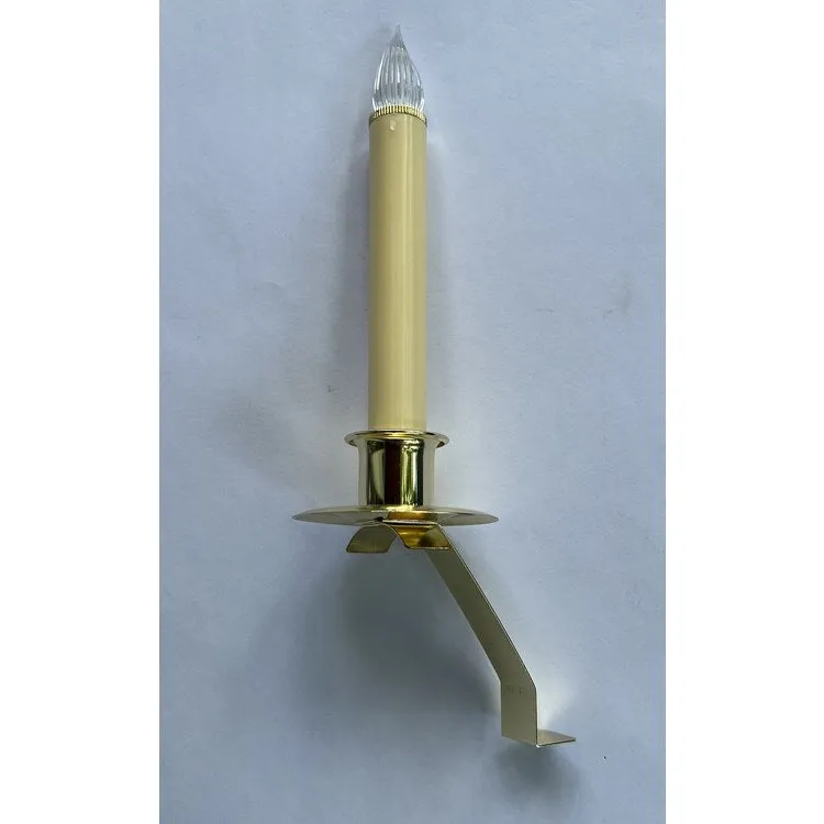 Cambridge Slant Bracket LED Battery-Operated Window Candles with Sensor Set of 3 - Brass