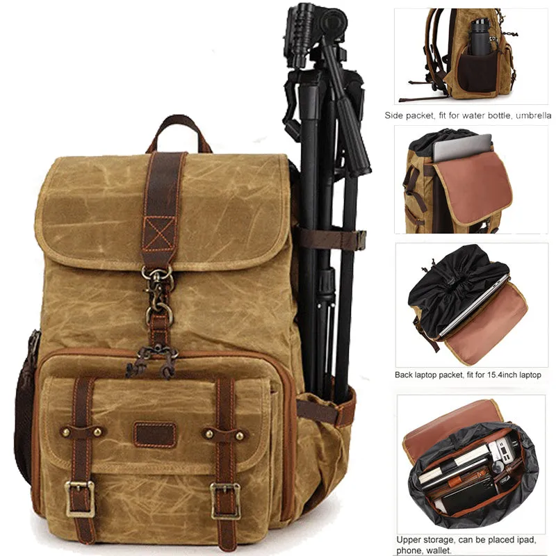 Camera Backpack Canvas Photography Tripod Bag