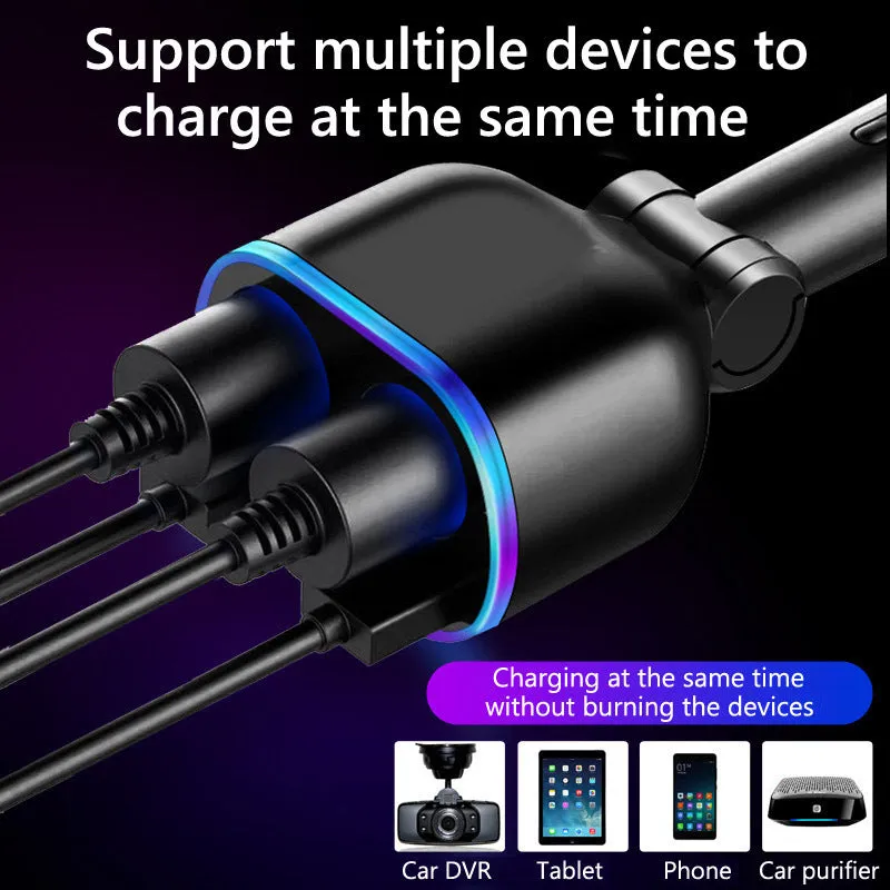 Car Cigarette Lighter Socket Qc3.0 Digital Display Usb Dual Port