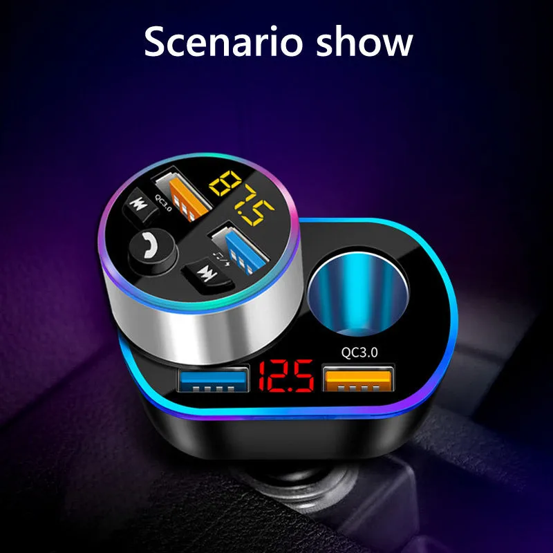 Car Cigarette Lighter Socket Qc3.0 Digital Display Usb Dual Port