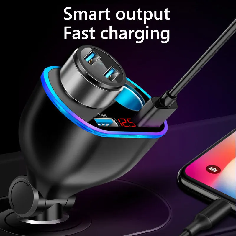 Car Cigarette Lighter Socket Qc3.0 Digital Display Usb Dual Port