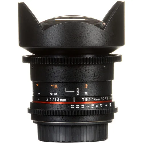 [CLEARANCE] Samyang Manual Focus 14mm T3.1 VDSLR II Cine Lens Suitable for Canon EF DSLR Camera SYDS14M-C