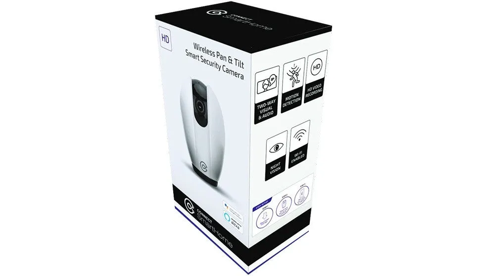 Connect Smart Wireless Pan & Tilt Security Camera/Compatibility Alexa & GA