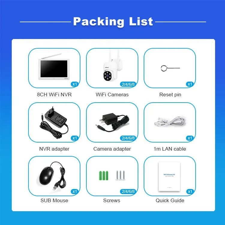 CRONY NVS009 4CH LCD IP WIFI KIT 1080P CCTV Camera System Home Security Camera System Wireless NVR Kit