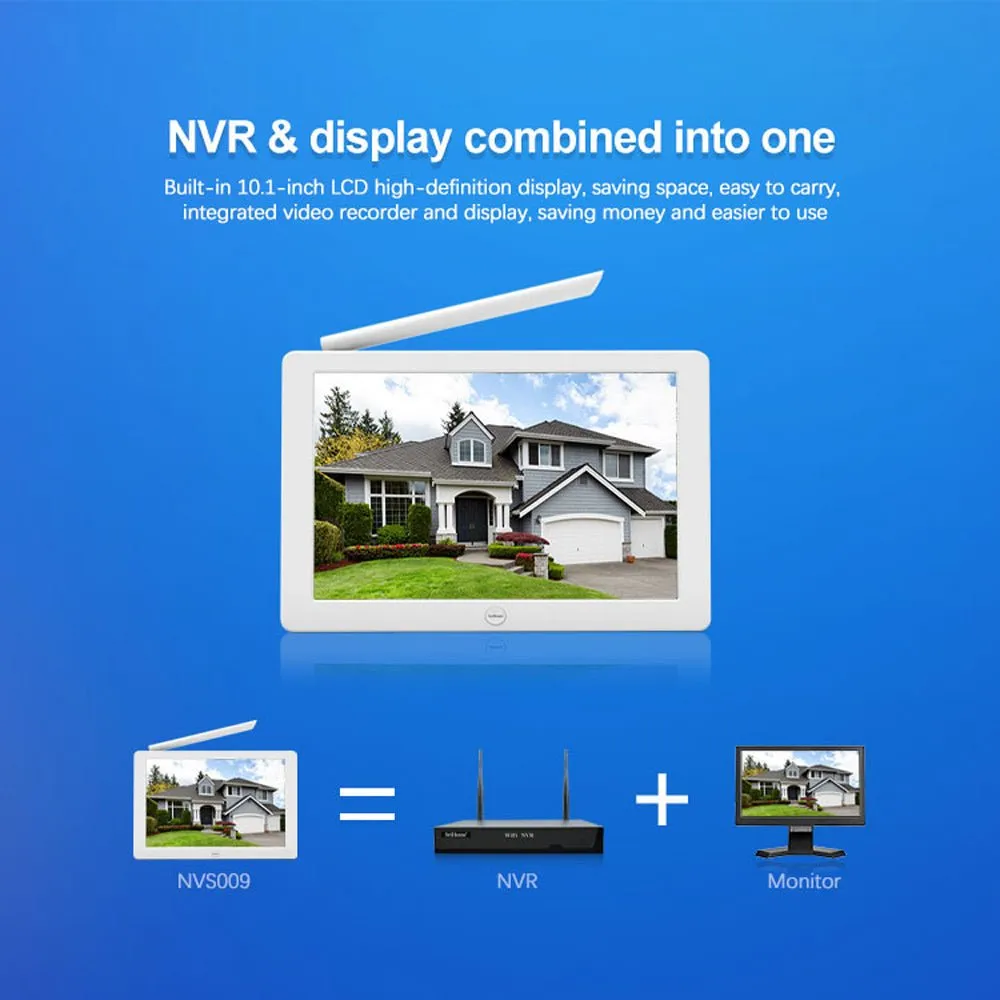 CRONY NVS009 4CH LCD IP WIFI KIT 1080P CCTV Camera System Home Security Camera System Wireless NVR Kit