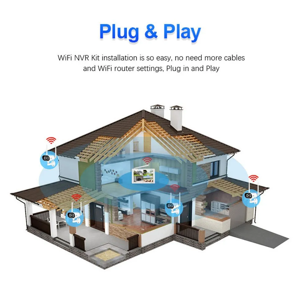 CRONY NVS009 4CH LCD IP WIFI KIT 1080P CCTV Camera System Home Security Camera System Wireless NVR Kit