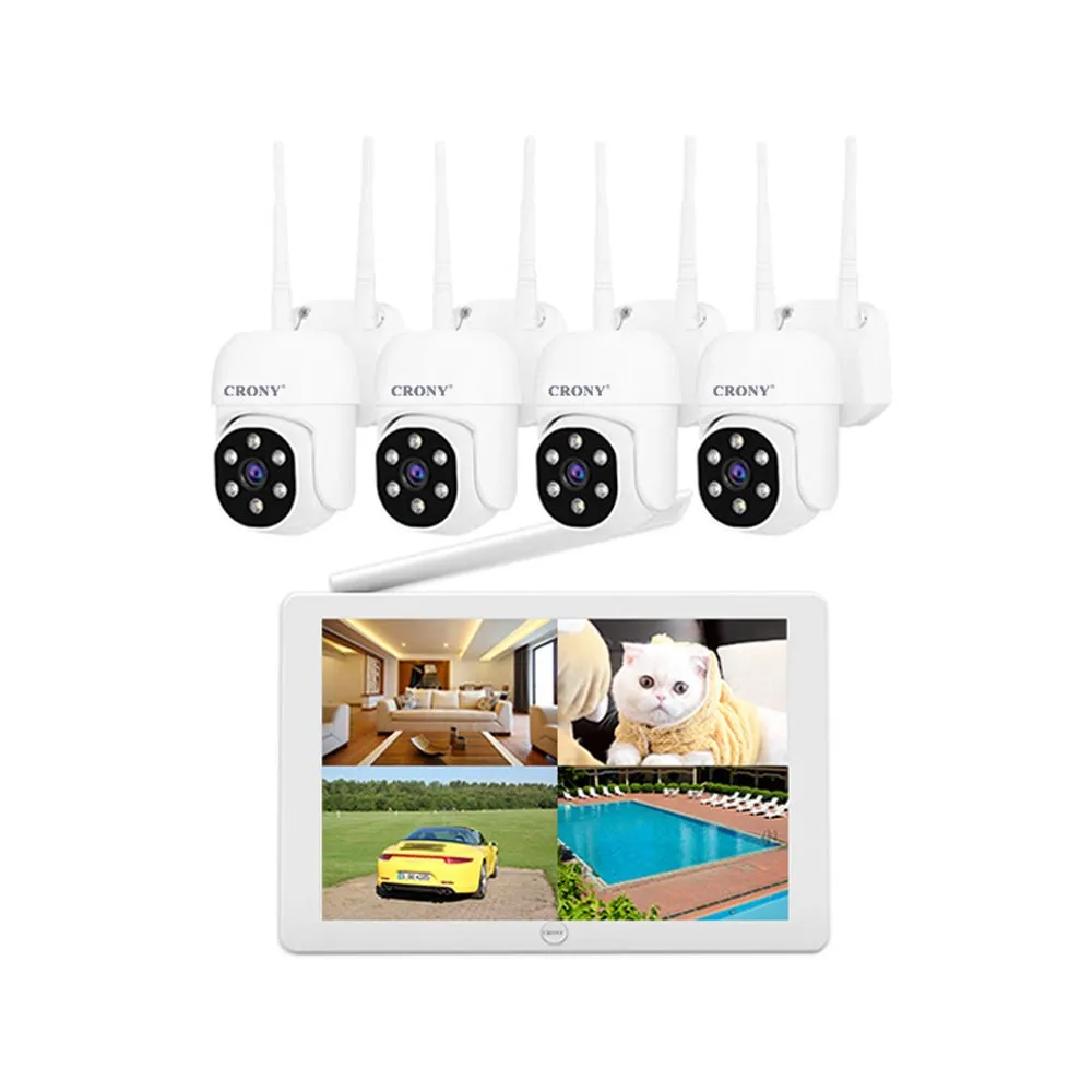 CRONY NVS009 4CH LCD IP WIFI KIT 1080P CCTV Camera System Home Security Camera System Wireless NVR Kit
