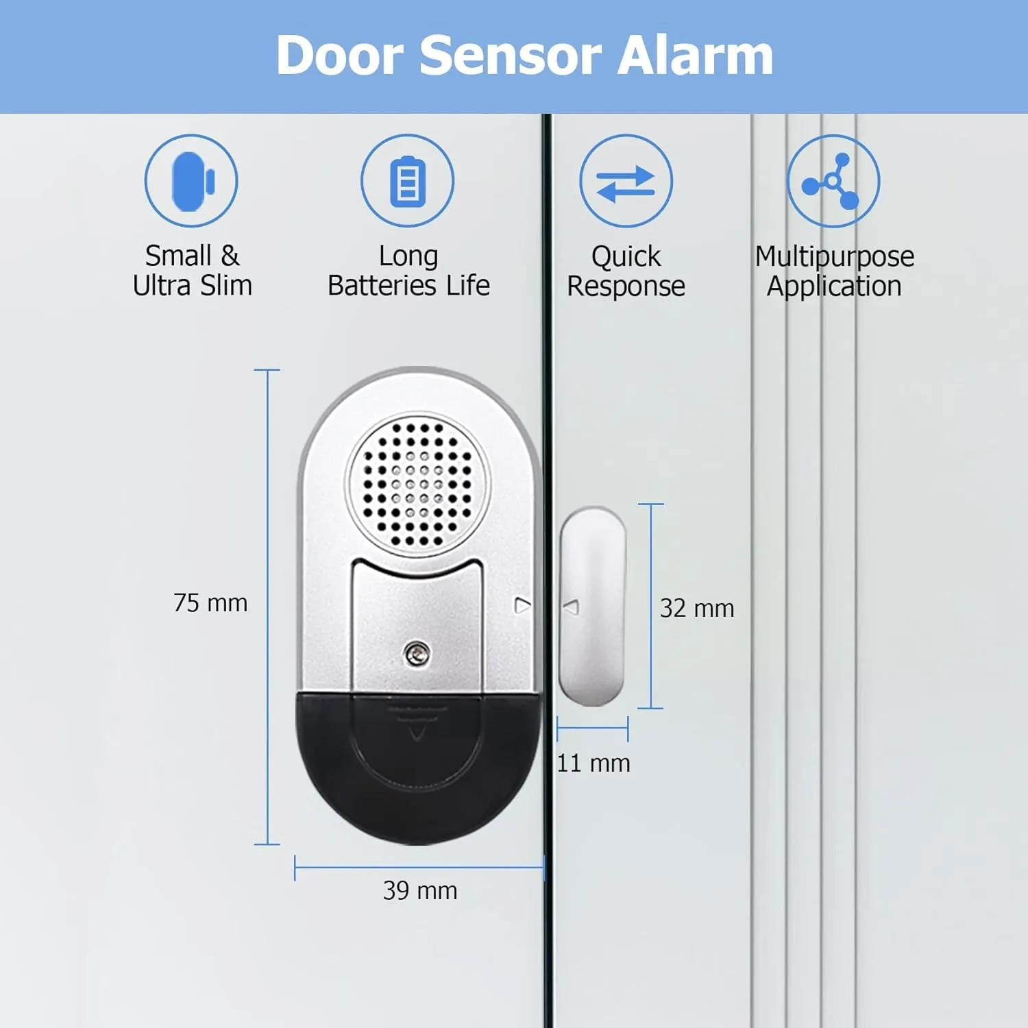 Door Alarm for Home Wireless Door Alarms for Kids Safety with 120Db, Window Door Open Alarm Sensor for Dementia Patients Safety, Pool Silver, 10 Pack Magnetic Sensor
