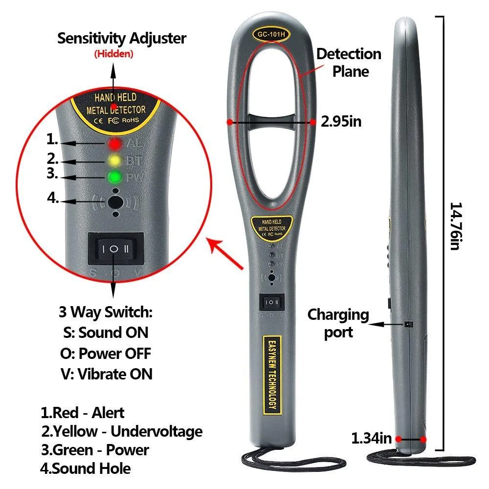 Dostyle Hand Held Metal Detectors, Portable Light-weight Security Scanner Wand with Adjustable Sensitivity