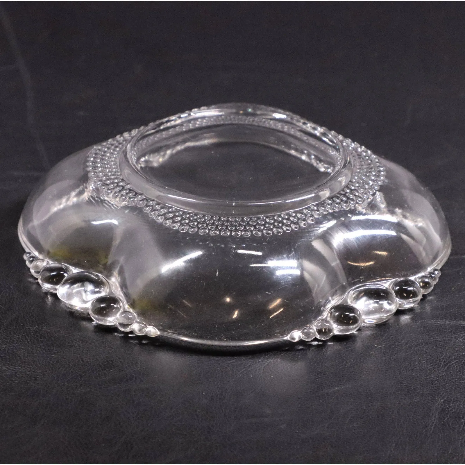 Duncan & Miller 4-Handled Teardrop Bubbled Edge Squared Bon Bon Candy Dish 6"