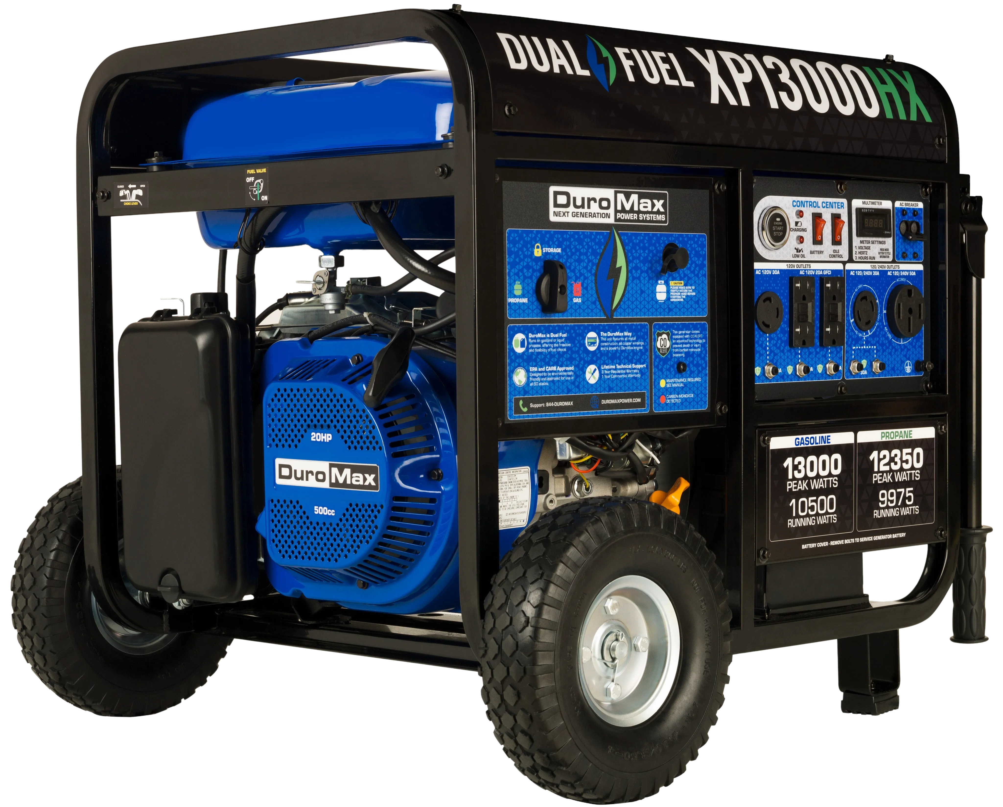 DuroMax XP13000HX 10500W/13000W Dual Fuel CO Alert Electric Start Generator New