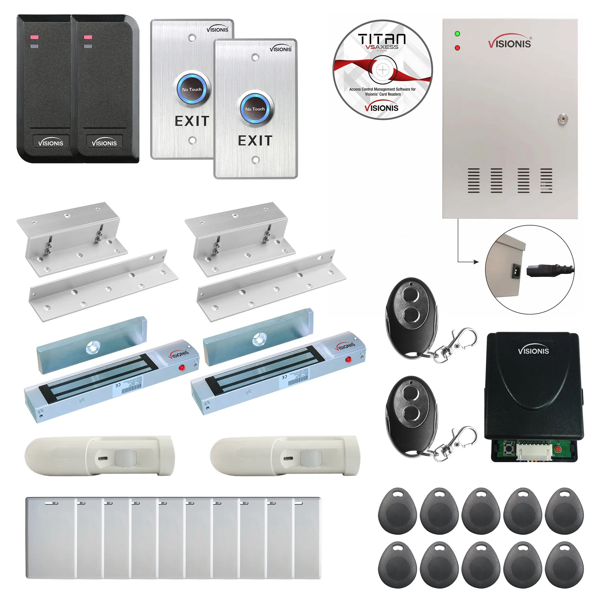FPC-6150 Two Doors Access Control For In Swing Door Electric 300lb MagLock Time Attendance TCP / IP Wiegand Controller   Black Indoor/Outdoor Card Reader   20000 User, Wireless Receiver, PIR