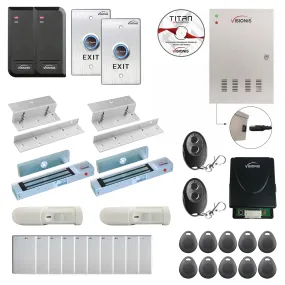 FPC-6150 Two Doors Access Control For In Swing Door Electric 300lb MagLock Time Attendance TCP / IP Wiegand Controller   Black Indoor/Outdoor Card Reader   20000 User, Wireless Receiver, PIR