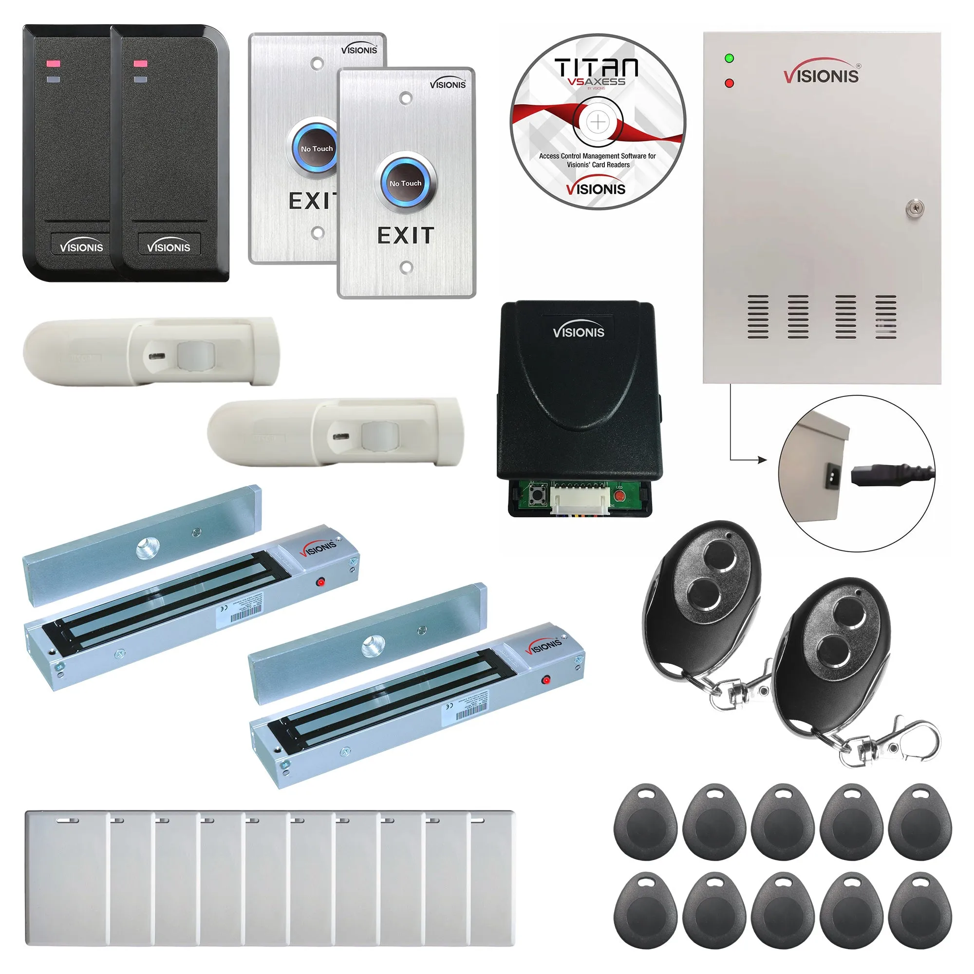 FPC-6151 Two Doors Access Control For Out Swing Door Electric 600lbs MagLock Time Attendance TCP/IP Wiegand Controller   Indoor/Outdoor Card Reader   20000 Users Wireless Receiver, PIR Kit