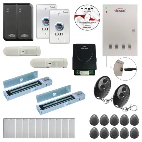 FPC-6151 Two Doors Access Control For Out Swing Door Electric 600lbs MagLock Time Attendance TCP/IP Wiegand Controller   Indoor/Outdoor Card Reader   20000 Users Wireless Receiver, PIR Kit