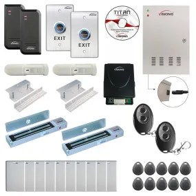 FPC-6152 Two Doors Access Control For In Swing Door Electric 600lbs MagLock Time Attendance TCP / IP Wiegand Controller   Indoor/Outdoor Card Reader   20,000 Users Wireless Receiver, PIR Kit