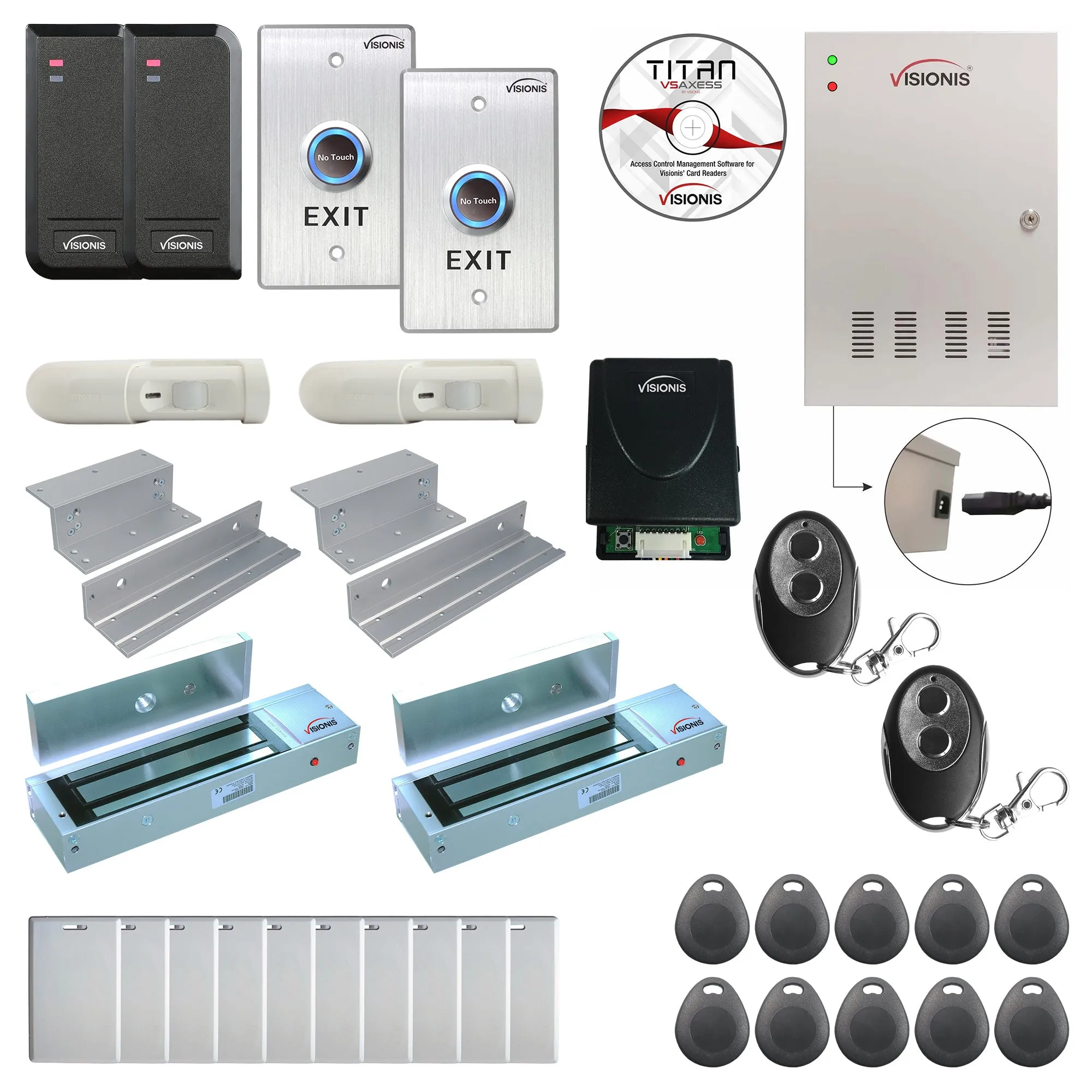 FPC-6154 Two Doors Access Control For In Swing Door Electric 1200lbs Mag Lock Time Attendance TCP / IP Wiegand Controller   Indoor/Outdoor Card Reader   20,000 Users, Wireless Receiver, PIR