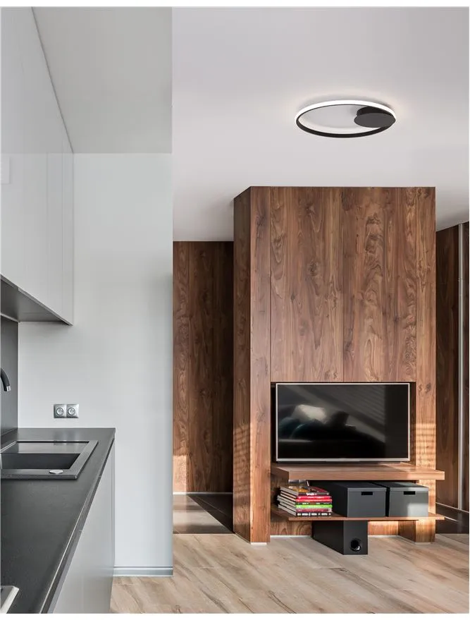 FUL Single Halo Dimmable Ceiling Light In Sandy Black Aluminium & Acrylic - ID 10325