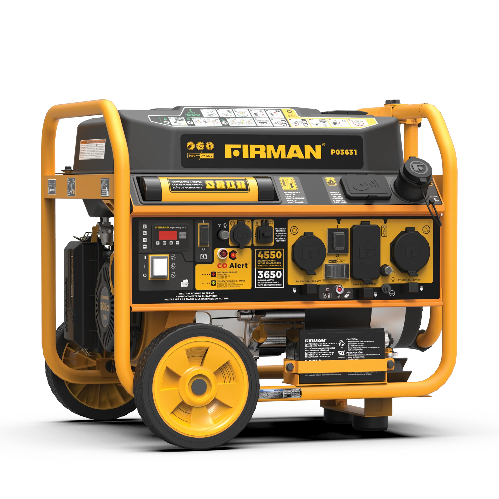 Gas Portable Generator 4550W Remote Start 120/240V with CO alert