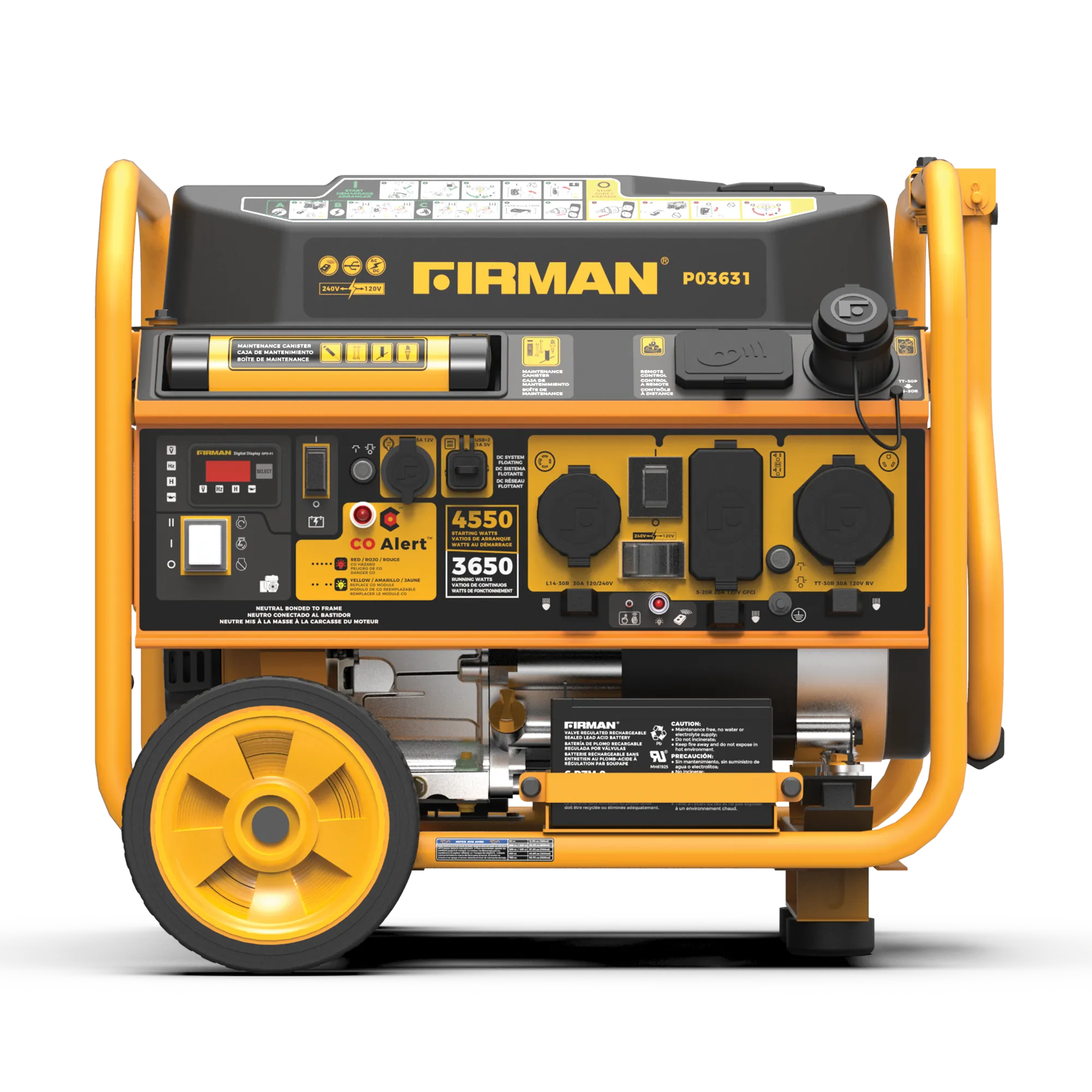 Gas Portable Generator 4550W Remote Start 120/240V with CO alert
