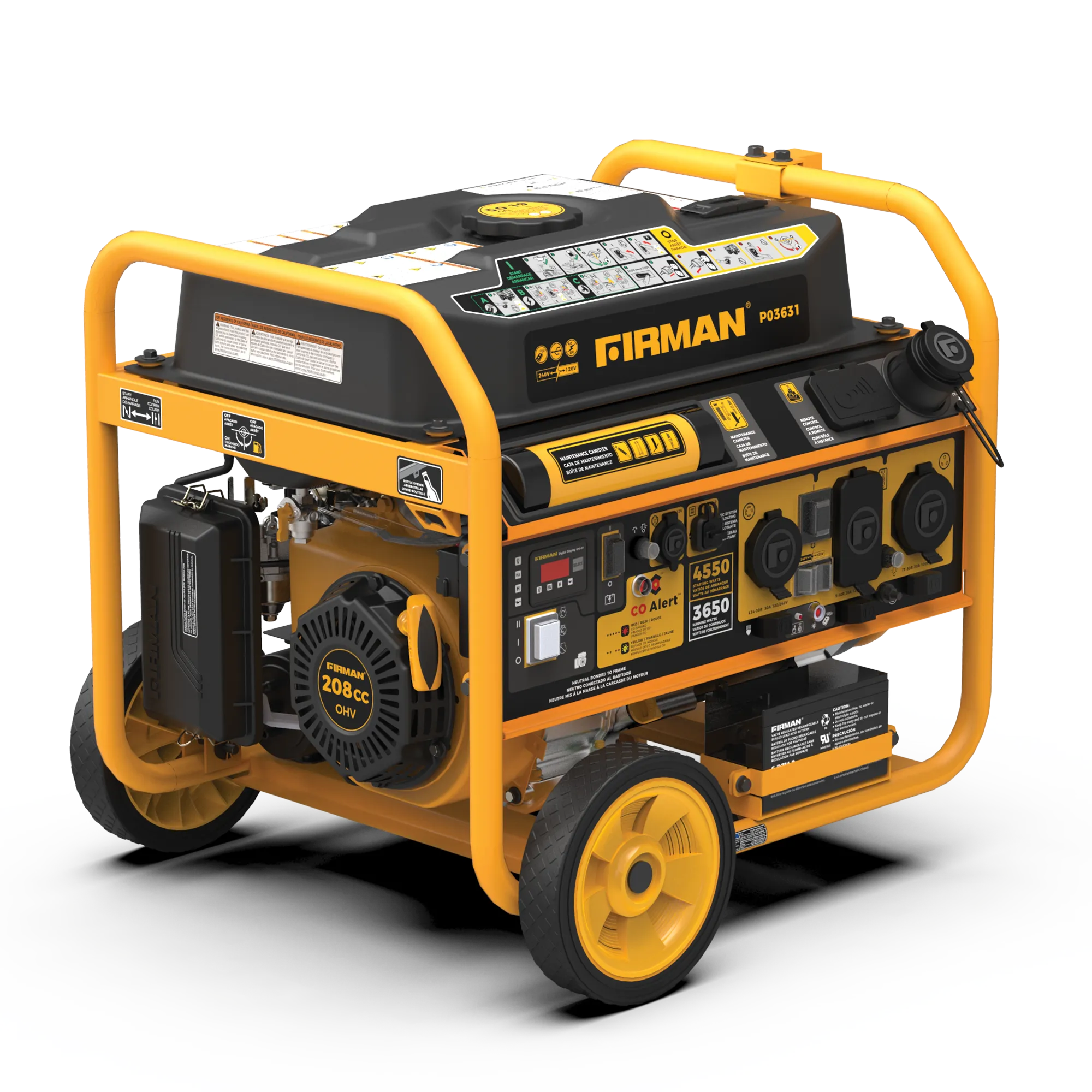 Gas Portable Generator 4550W Remote Start 120/240V with CO alert