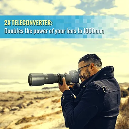 High-Power 500mm/1000mm f/8 Manual Telephoto Lens for Canon Camera