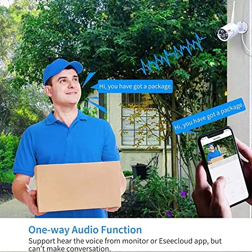 Hiseeu 2K,Two Way Audio Wireless Security Camera System,1TB Hard Drive,4Pcs 3MP Cameras 10Channel NVR,Mobile&PC Remote,Outdoor IP66 Waterproof,Night Vision,Motion Alert,Plug&Play,7/24/Motion Record
