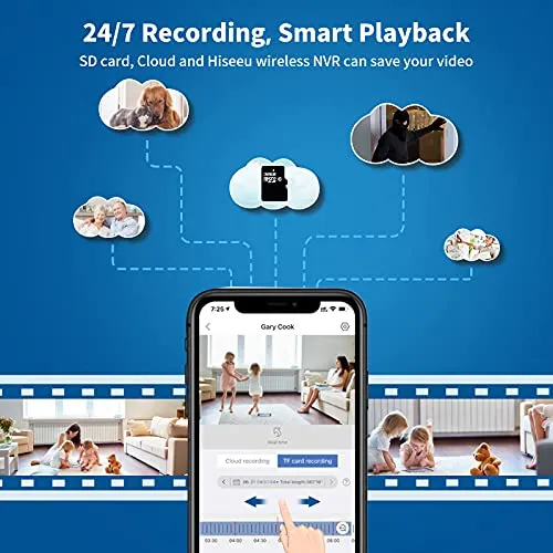 Hiseeu 2K,Two Way Audio Wireless Security Camera System,1TB Hard Drive,4Pcs 3MP Cameras 10Channel NVR,Mobile&PC Remote,Outdoor IP66 Waterproof,Night Vision,Motion Alert,Plug&Play,7/24/Motion Record