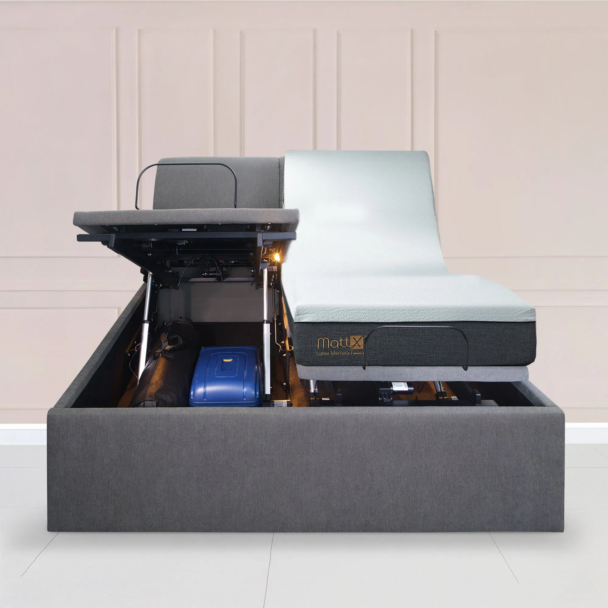 Hybrid Mattress Motorised Storage Bedframe Bundle