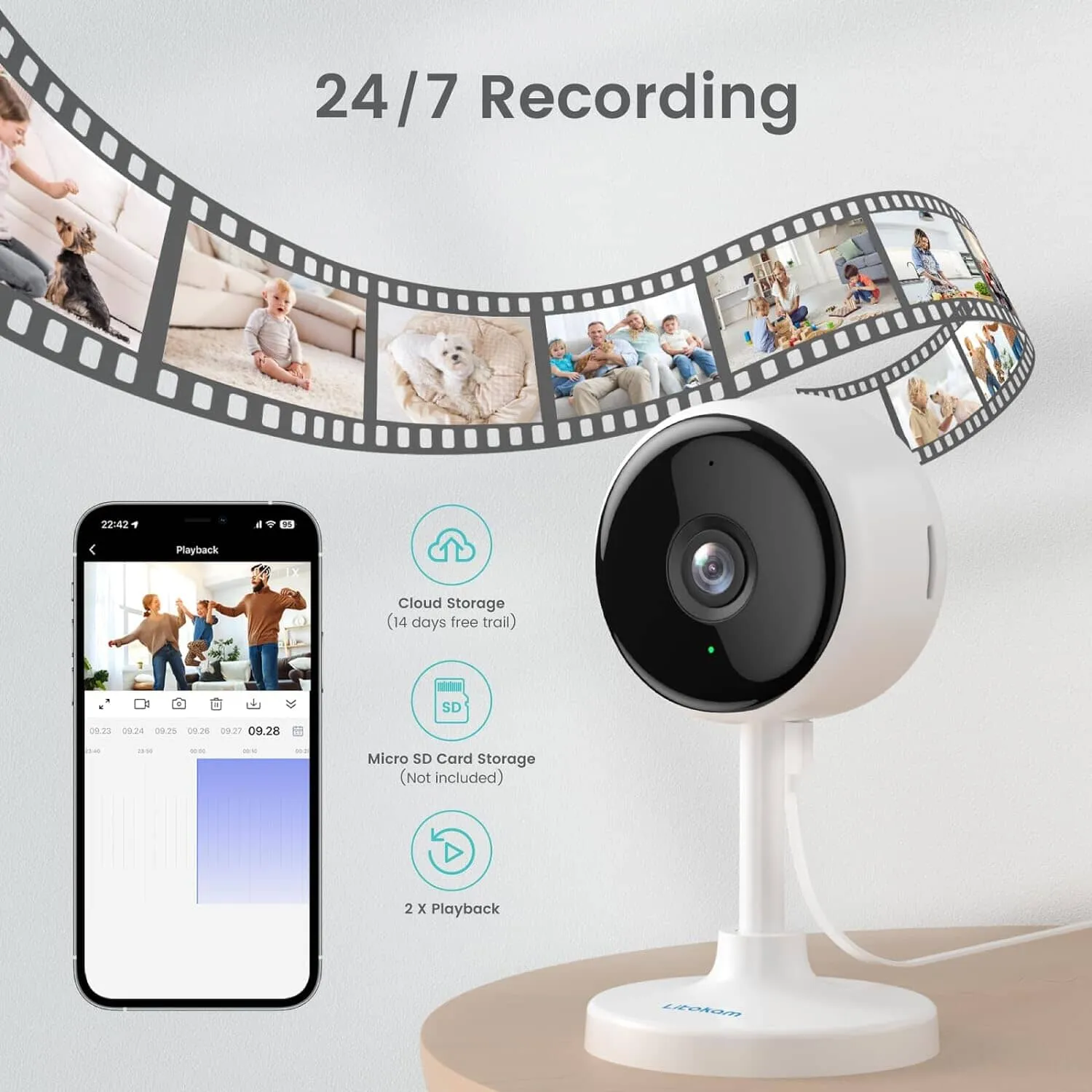 Indoor Camera, Cameras for Home Security with Night Vision  (Refurbished)