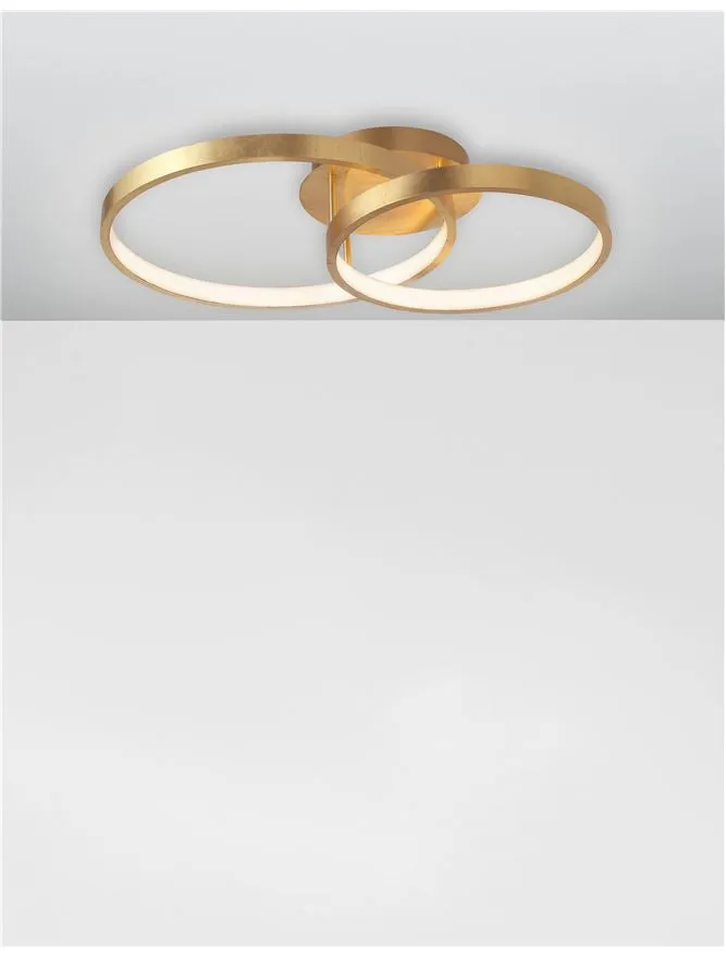 LEO Gold Leaf & Acrylic Twin Ring Semi Flush Ceiling Light - ID 10467