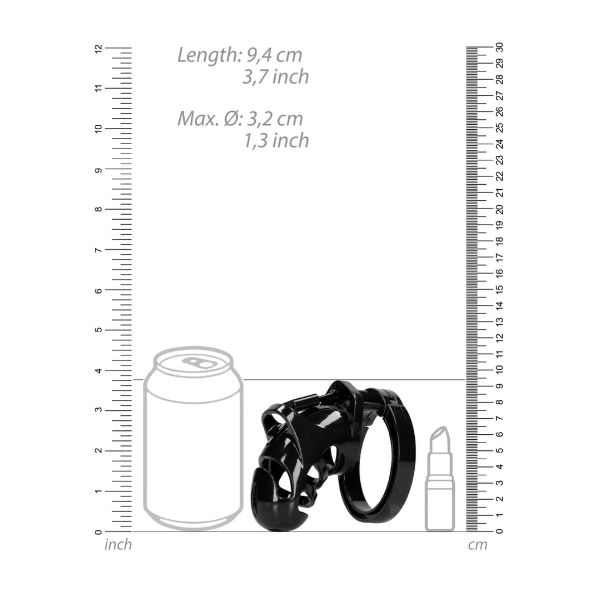 Man Cage Chastity Cock Cage Model 25 Black 3.5 Inch / 9cm