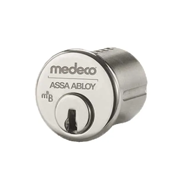 Medeco - 10J0100 - M3 BiLevel - 5-Pin - 1" Mortise Cylinder - Z01 Standard Yale Cam - DL Keyway Pinned - 26D - Satin Chrome - Grade 1