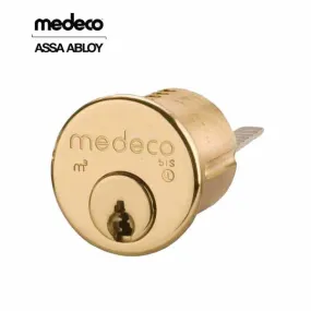 Medeco - 10J0400H - M3 BiLevel - 6-Pin - 1-1/8" Rim Cylinder Horizontal Tailpiece - DL Keyway Pinned - 05 - Bright Brass