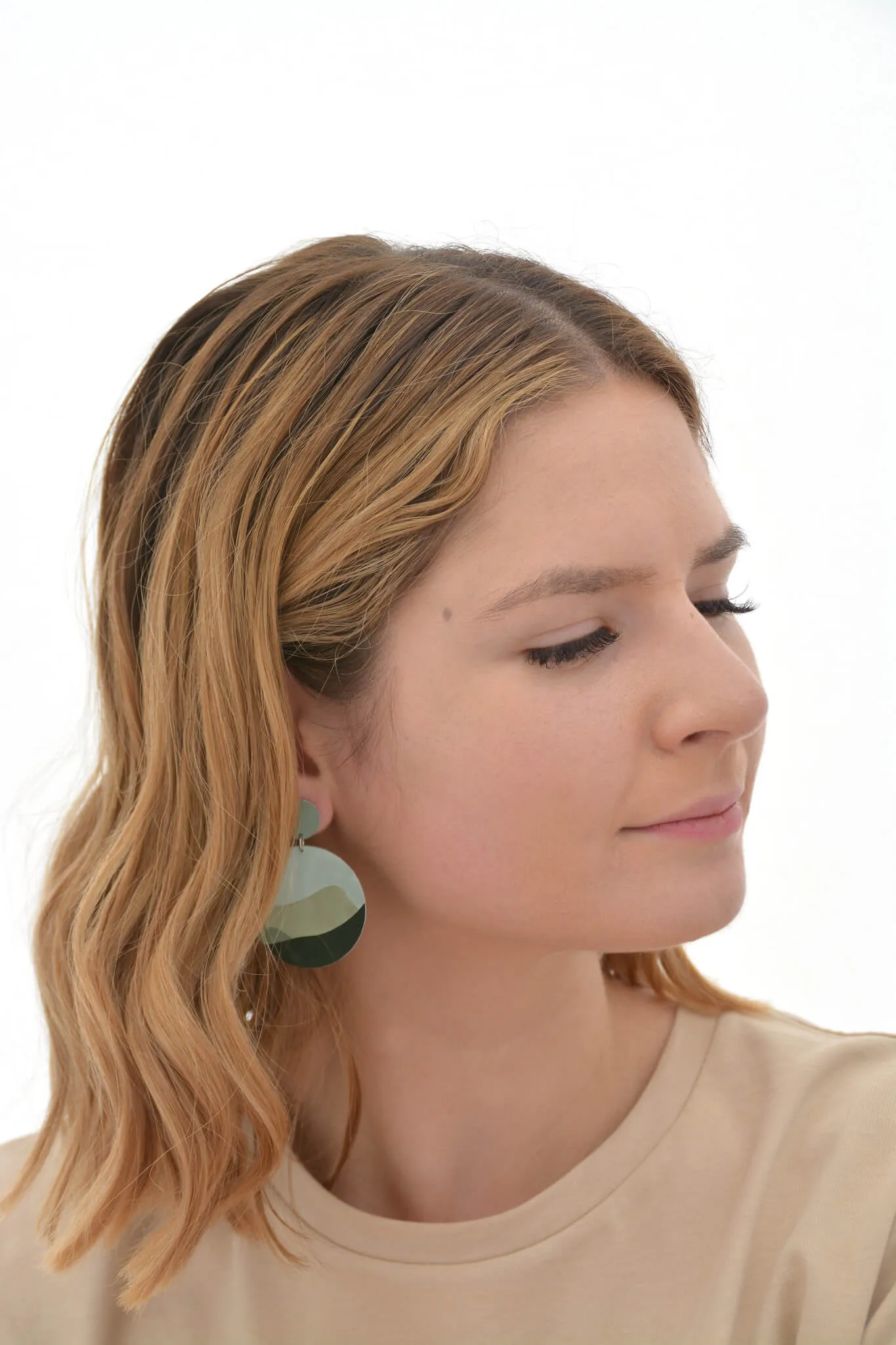 Moondance - earrings - large circle drop studs