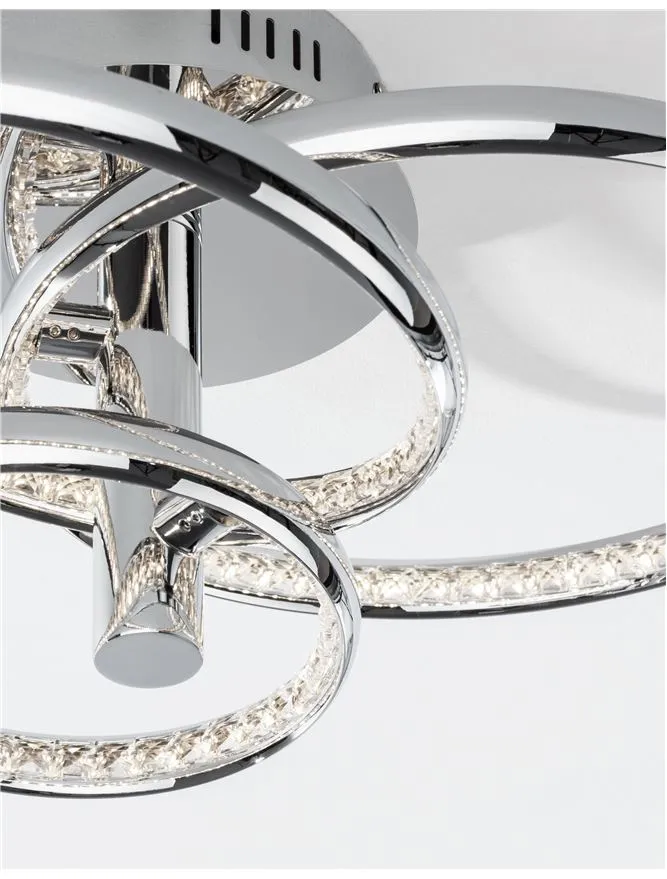 NET Chrome Aluminium & Crystal Three Ring Dimmable Semi-Flush Ceiling Light - ID 10472