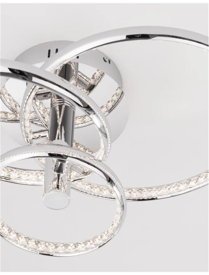 NET Chrome Aluminium & Crystal Three Ring Dimmable Semi-Flush Ceiling Light - ID 10472