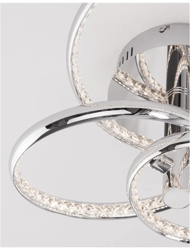 NET Chrome Aluminium & Crystal Three Ring Dimmable Semi-Flush Ceiling Light - ID 10472