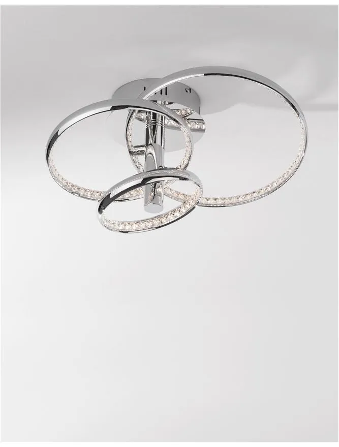 NET Chrome Aluminium & Crystal Three Ring Dimmable Semi-Flush Ceiling Light - ID 10472